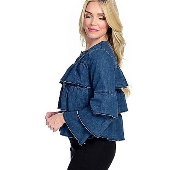 Kate & Mallory Ruffle Tiered Zip Front Jacket - Picture 2 of 3